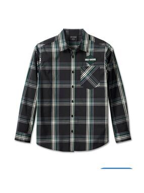 Harley-Davidson Men's Plaid Button-Down Shirt - Black and White